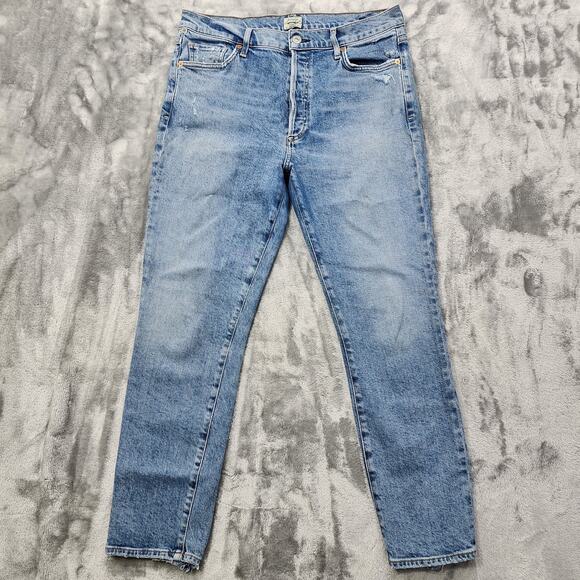 Citizens of Humanity Jeans Womens 28 Blue Olivia High Rise Slim Ankle Distressed - Picture 1 of 16